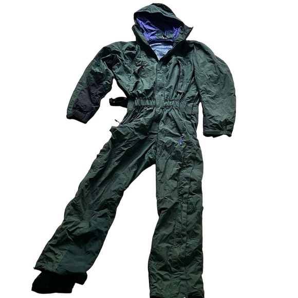 Patagonia Jackets & Blazers - Vintage PATAGONIA Dark Green One Piece Hooded Snow / Ski Suit - Size Large Women